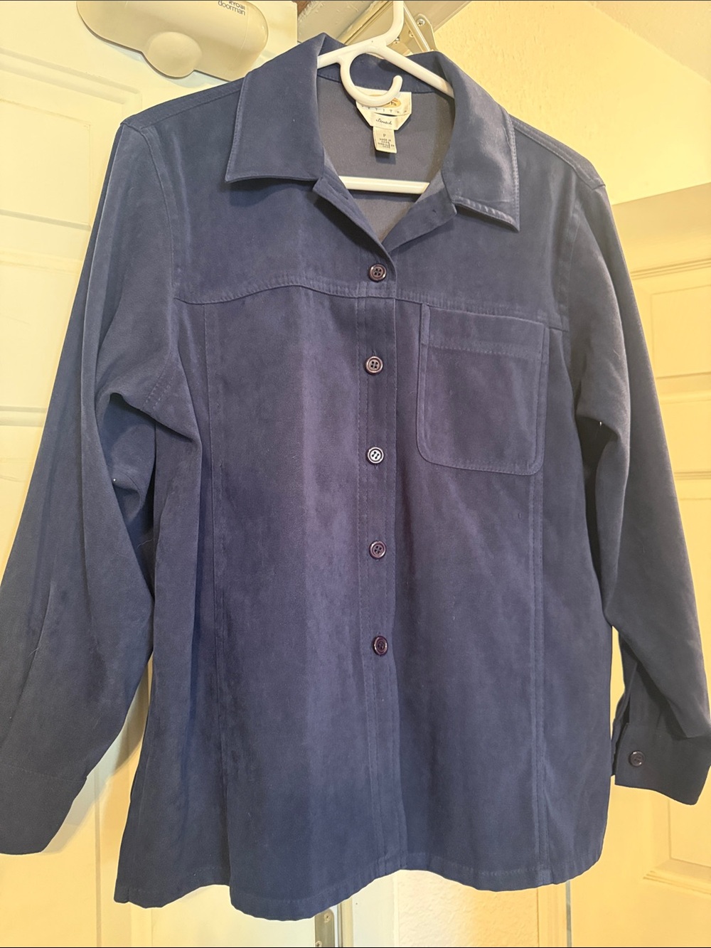 Talbots Faux Blue Suede Button-Front Women’s Shirt Jacket